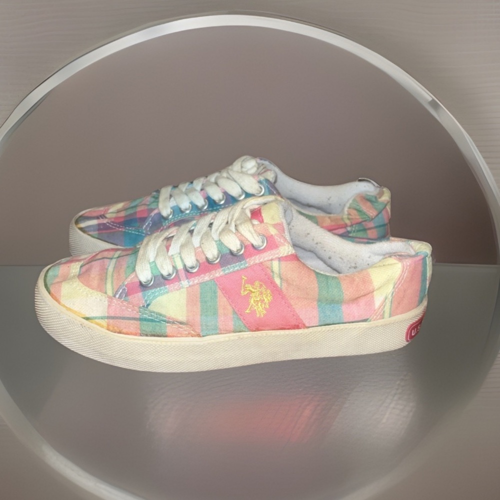 Polo Plaid Pink Colorful Striped Slip On Shoes